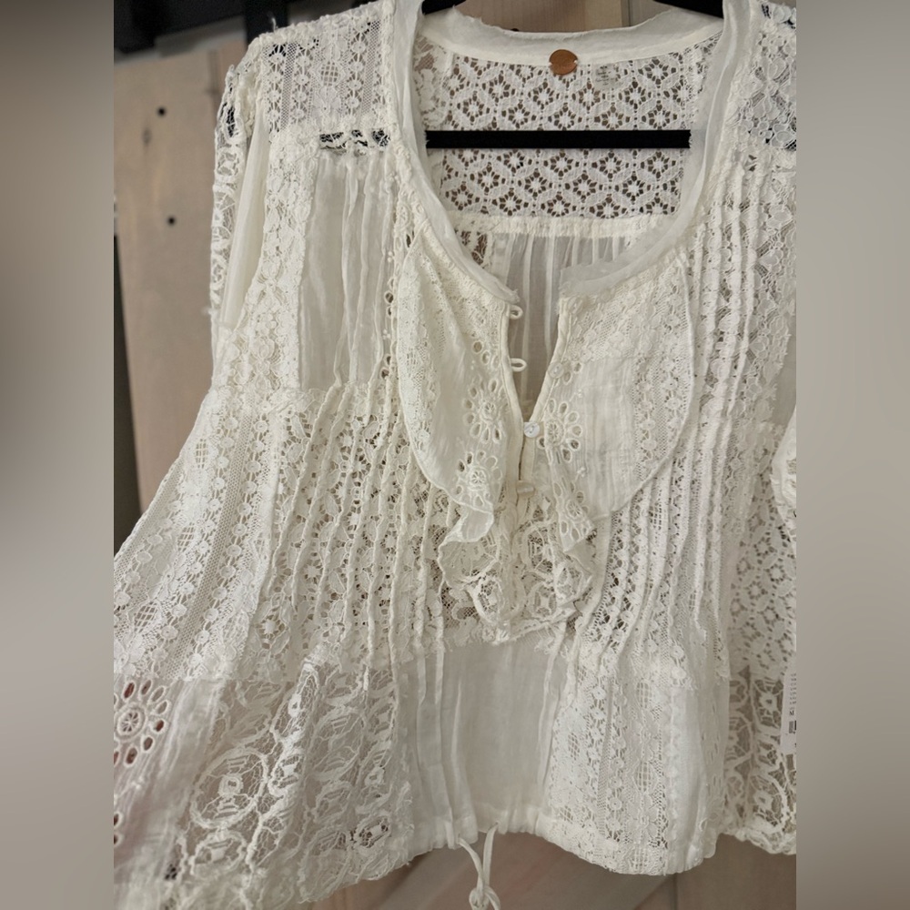 NWT Free People One Naya Lace Blouse - Picture 5 of 9